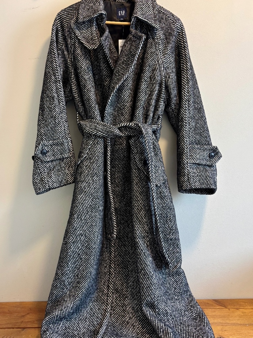 GAP Double Breasted Herringbone Trench Coat Women’s Size Small